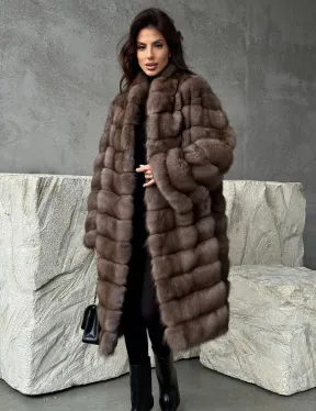 Шуба из куницы V-образный воротник - фото 8