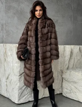 Шуба из куницы V-образный воротник - фото 5