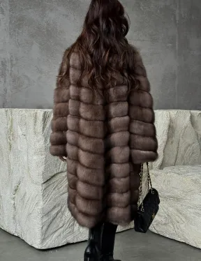 Шуба из куницы V-образный воротник - фото 3