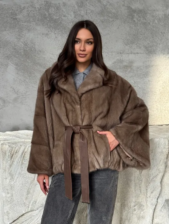 Норковая шуба английский воротник 