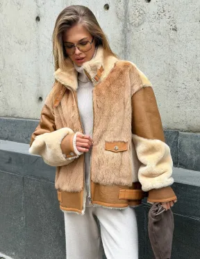 Комбинированная дубленка из овчины и норки - фото 8