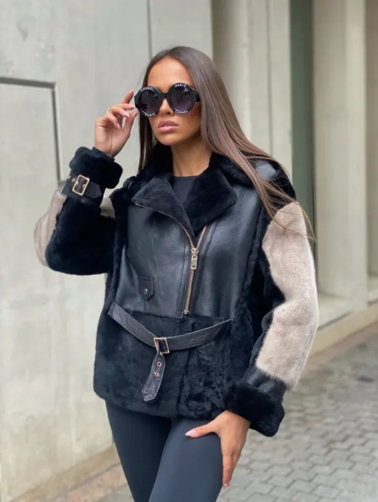 Дублёнка из мериноса с мехом норки - фото 4