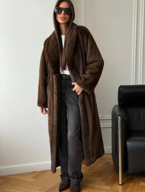 Норковое пальто - воротник шаль - фото 3