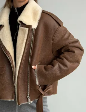 Короткая косуха-дубленка из овчины - фото 3