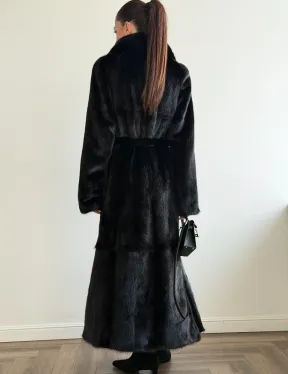 Черная шуба из меха норки - классический стиль - фото 5
