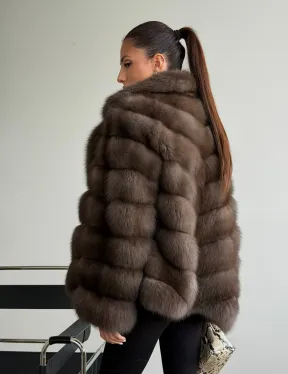 Шуба из куницы с английским воротником - фото 8