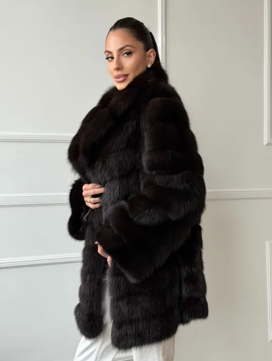 Шуба из куницы английский воротник - фото 10