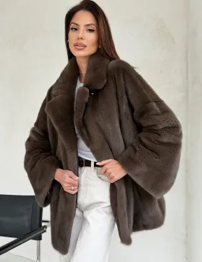 Меховой норковый жакет - английский воротник - фото 5