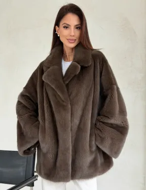 Меховой норковый жакет - английский воротник - фото 7