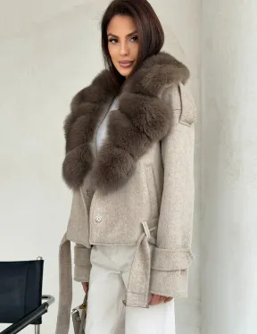 Куртка - пальто с мехом финского песца - фото 0