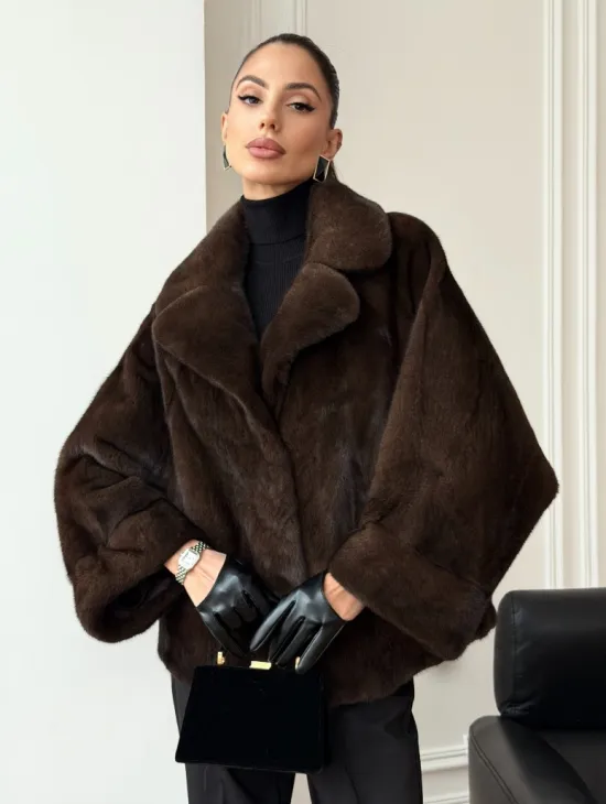 Короткая шуба из натурального меха норки - фото 11