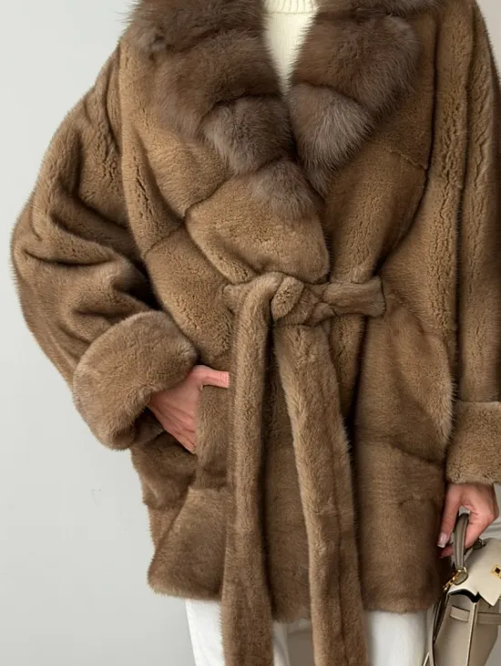 Шуба норка - воротник куница - фото 3