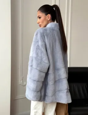 Голубая норковая шуба - жакет - фото 7