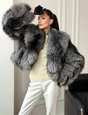 Кроп-шуба из чернобурой лисы - фото 9