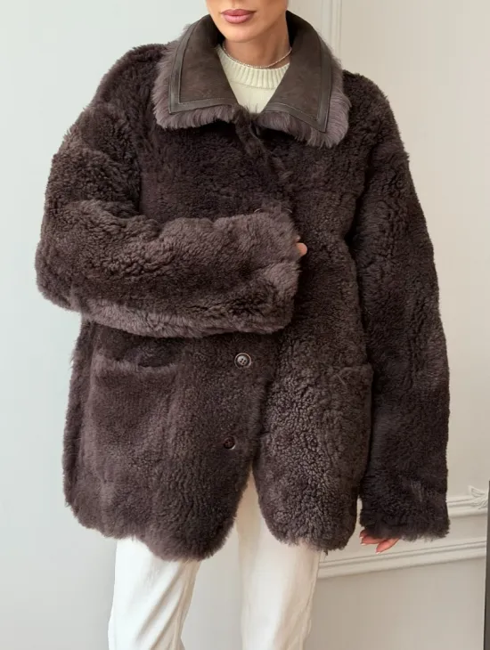 Двухсторонняя дубленка - мех тиградо - фото 6