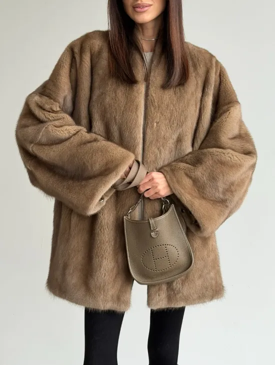 Шуба из аукционного меха норки - пастель - фото 2