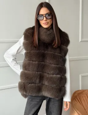 Меховая манишка под соболь из песца - фото 0