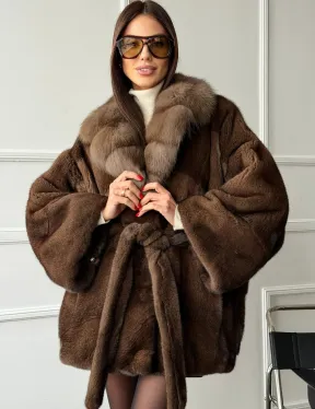 Полушубок автоледи норковый - воротник куница - фото 4