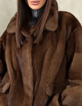 Короткая норковая шуба под соболь - фото 1