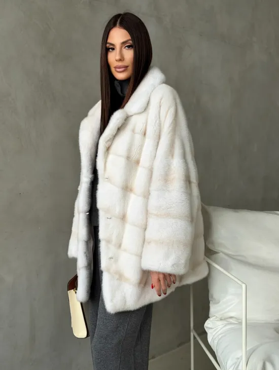 Полушубок норковый в цвете паломино - фото 11