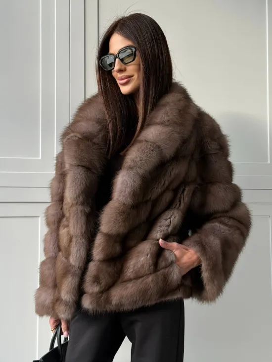 Куртка из куницы - воротник шаль - фото 10