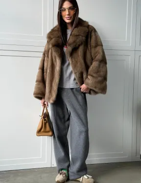 Куртка из меха норки - воротник куница - фото 6
