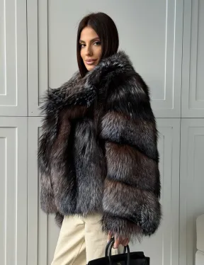 Шуба из меха блюфрост - воротник английский - фото 9