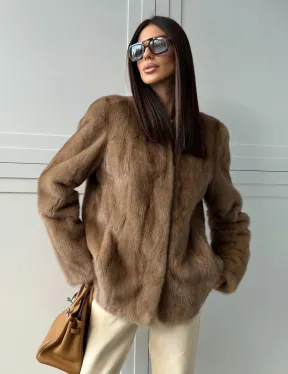 Женский норковый полушубок пастель - фото 12