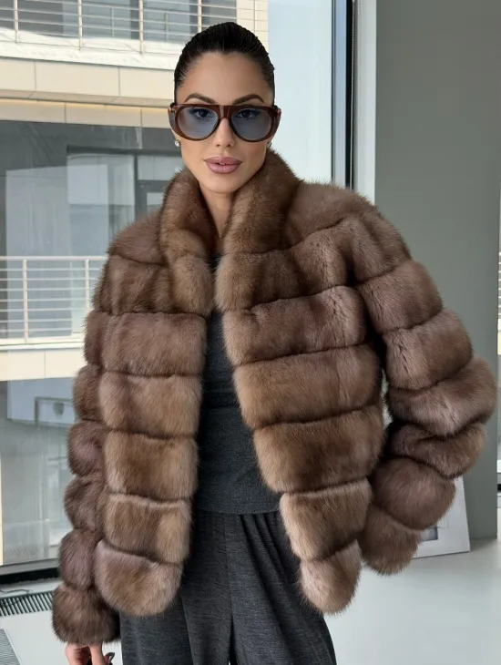 Полушубок из соболя «Тортора графит» - фото 5