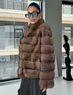 Полушубок из соболя «Тортора графит» - фото 6