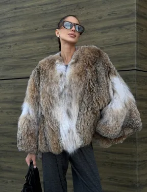 Шуба - летучка из меха рыси - фото 14