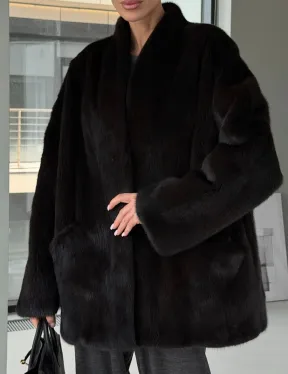 Модный норковый жакет «тренд 2026» Dark Espresso - фото 1