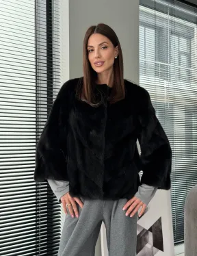Норковый жакет - цвет черный - фото 12
