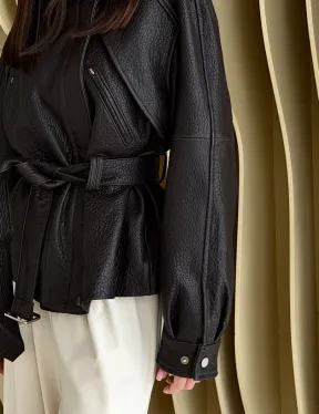 Коричневая кожаная куртка «Тренд - 2026» - фото 3