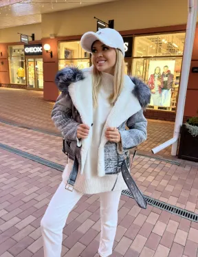 Авиатор из винтажной кожи с меховым капюшоном - фото 2