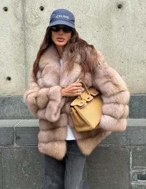 Шуба из меха куницы - цвет Tortora - фото 10