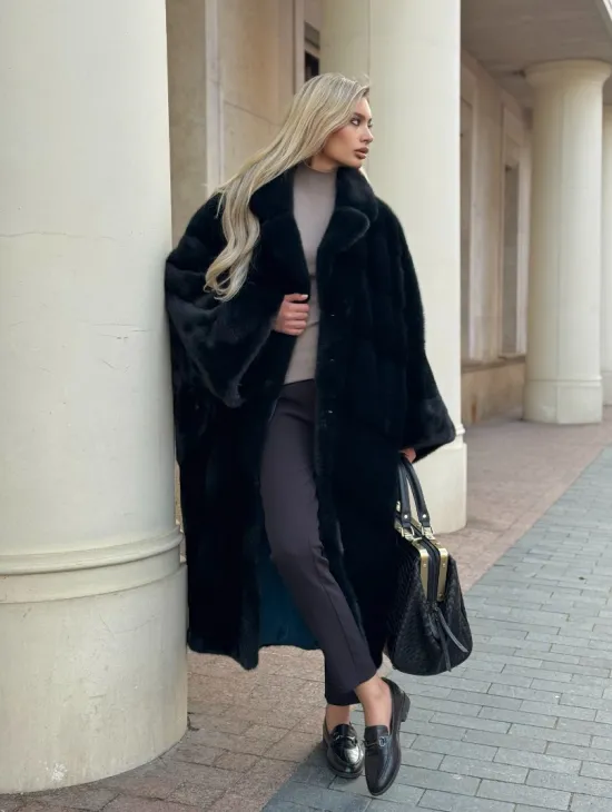 Зеленая норковая шуба - фото 8