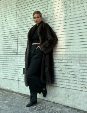 Классическое пальто из меха соболя седина 1/2 - фото 5