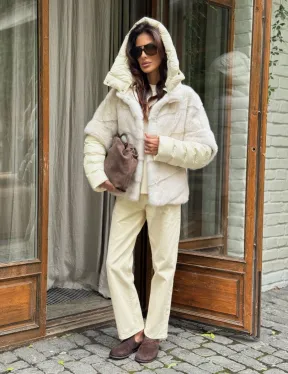 Норковый пуховик/жилет 2в1 - жемчуг - фото 10