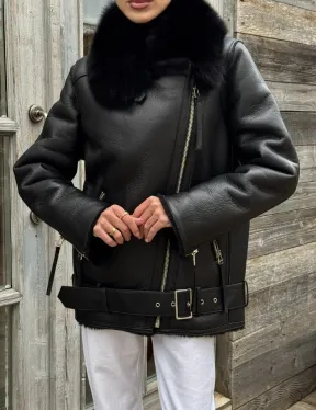 Дубленка из натуральной овчины с мехом песца - фото 5