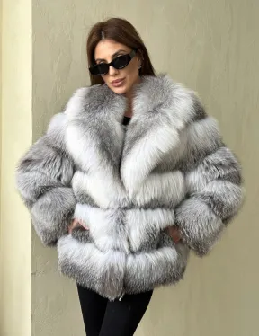 Шуба из меха арктической лисы - фото 0