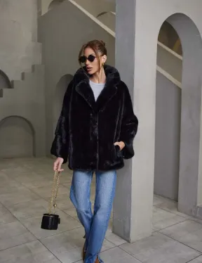 Норковый жакет роспуск - английский воротник -черный - фото 4