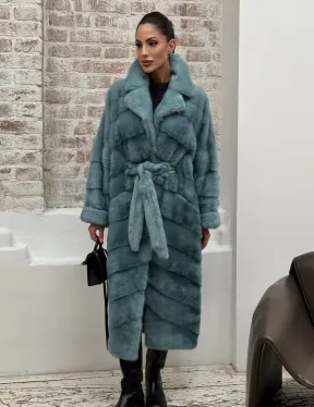 Норковая шуба в цвете TIFFANY - фото 9